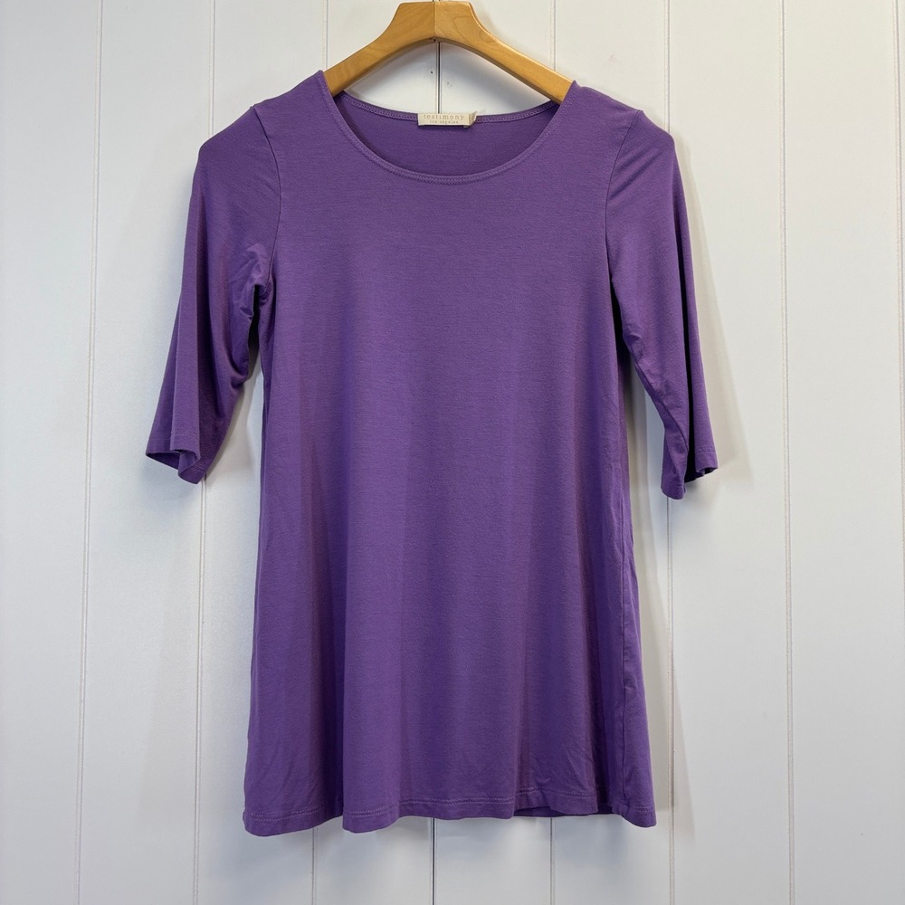 Testimony Los Angeles Lagenlook Tunic Top Women Size XS Boho Scandi Stretchy